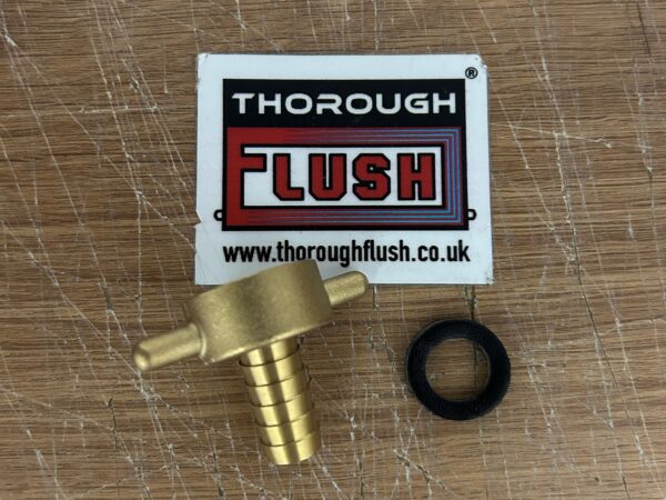 Brass 3/4 BSP Lugged Cap x 1/2 hose tail with washer